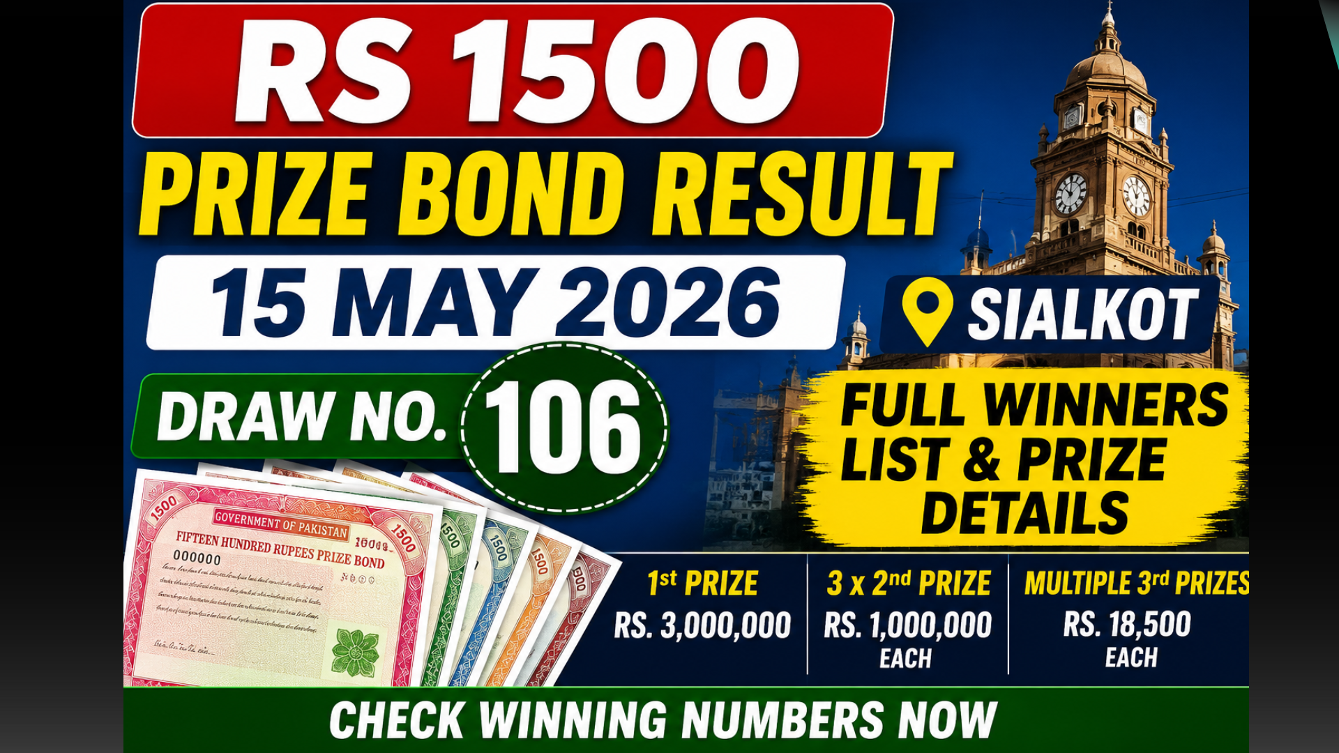 Rs. 1500 Prize Bond Draw Result 15 May 2026: Full Winners List